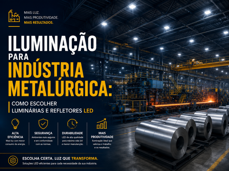 Iluminação para Indústria Metalúrgica: Como Escolher Luminárias e Refletores LED